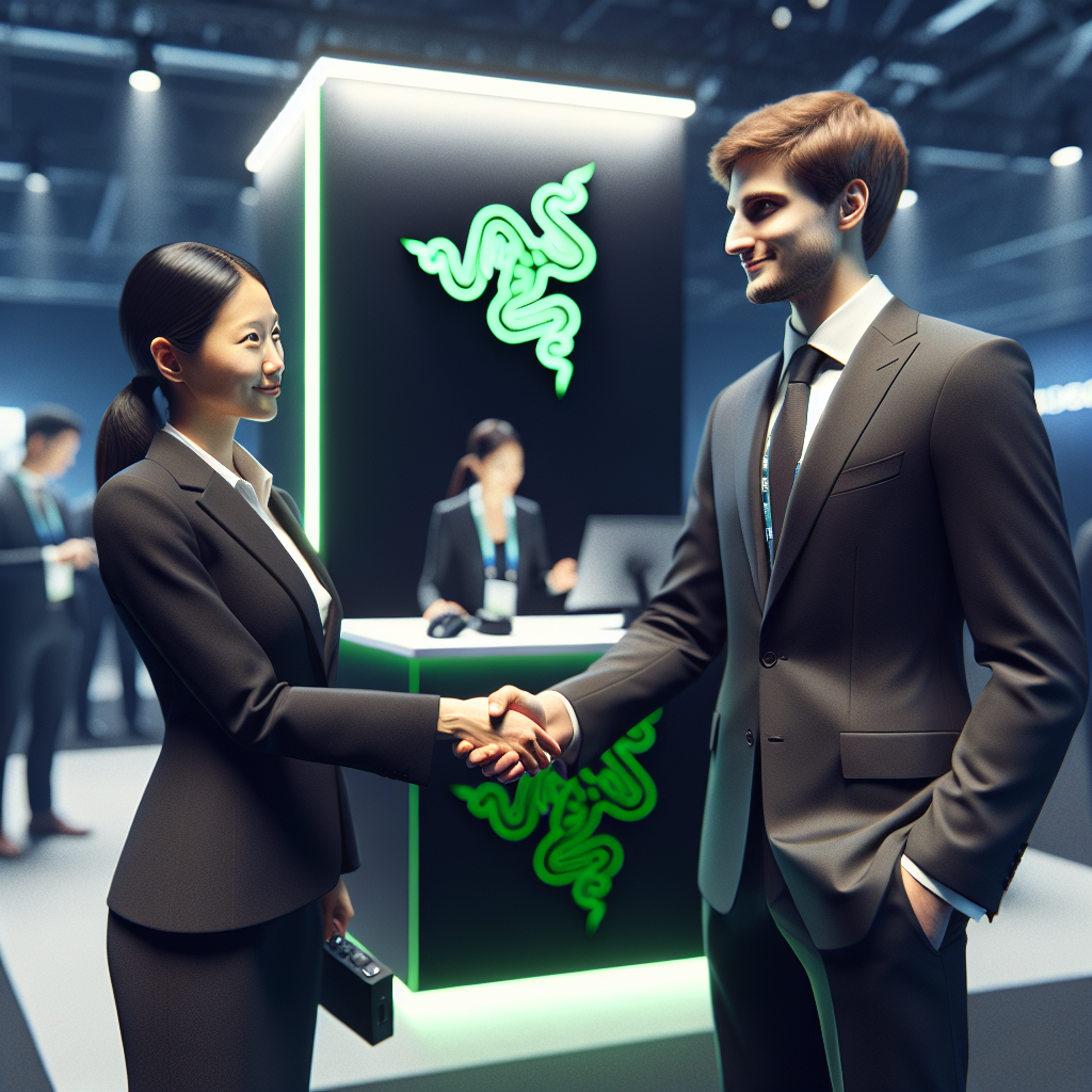 Dirigeants de Razer et LG se serrant la main au CES 2026