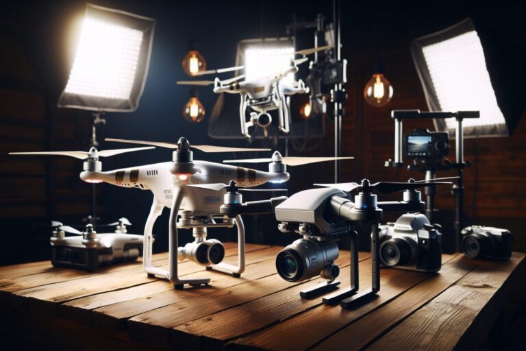Deux drones DJI, Mini 4 Pro et Mavic 4 Pro, côte à côte