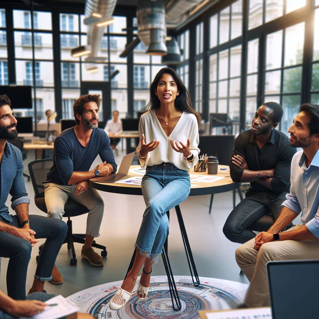 Un entrepreneur français présentant son projet en 2025