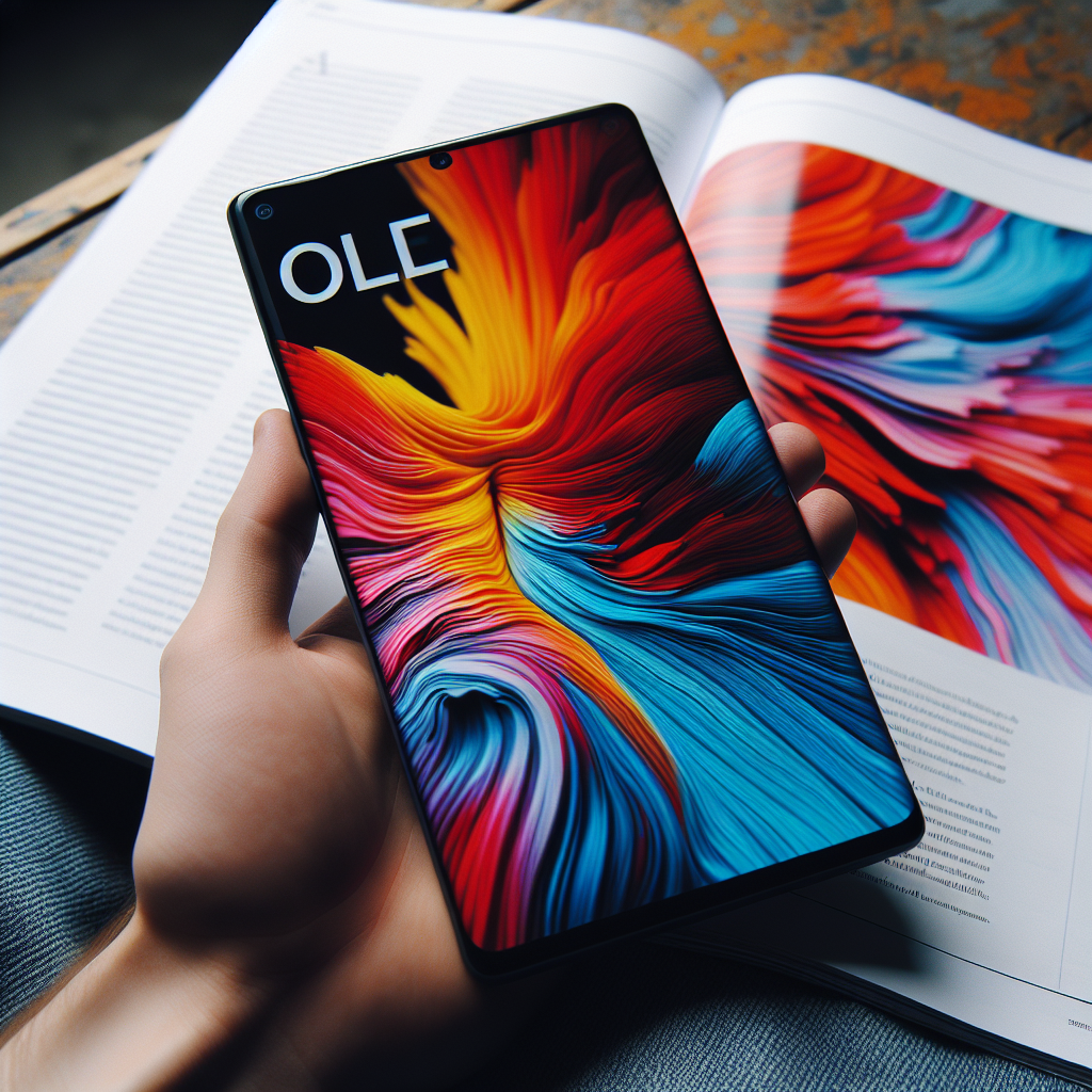 Écran OLED de smartphone affichant des couleurs vives.