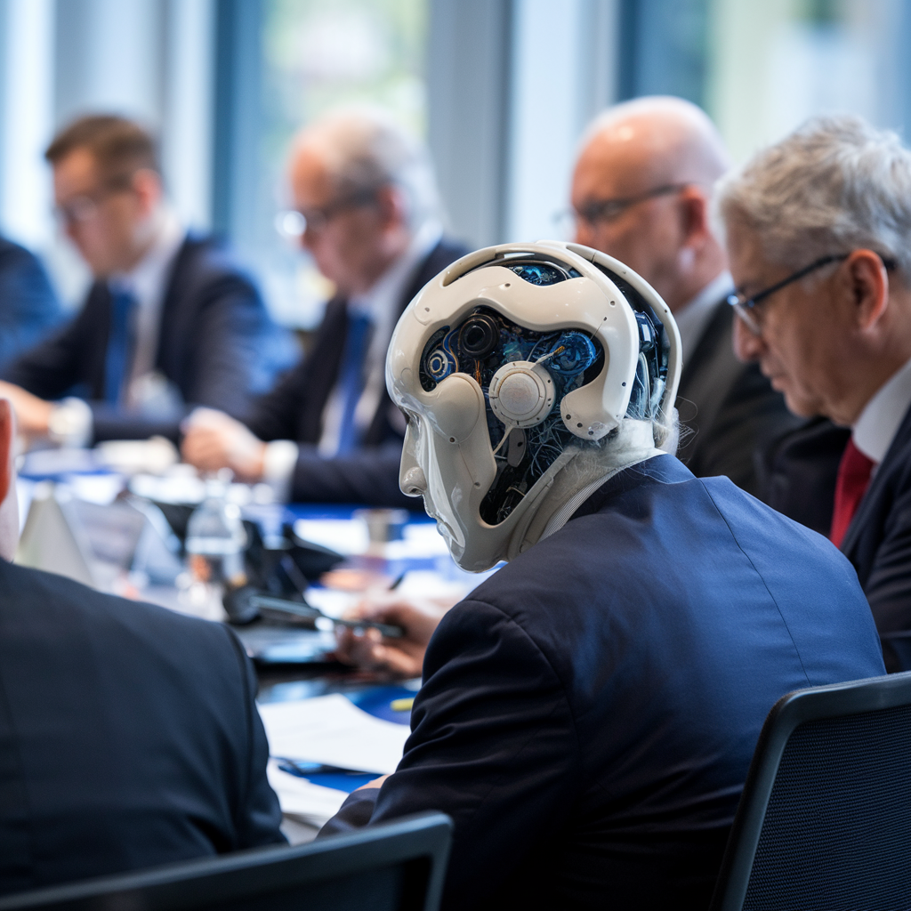 Réunion de régulateurs internationaux discutant des implications de l'IA.