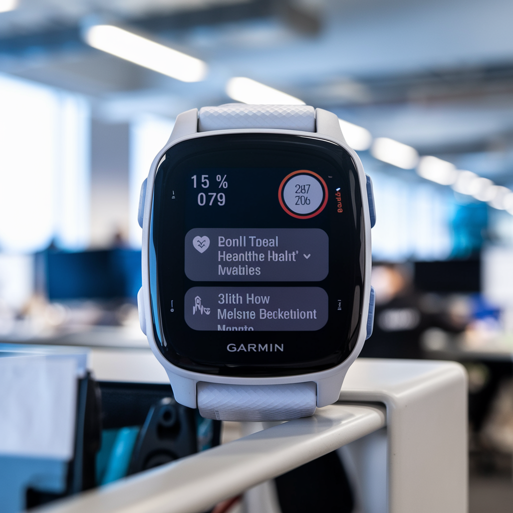 Écran de la Garmin Venu 4 affichant des fonctionnalités de suivi de santé