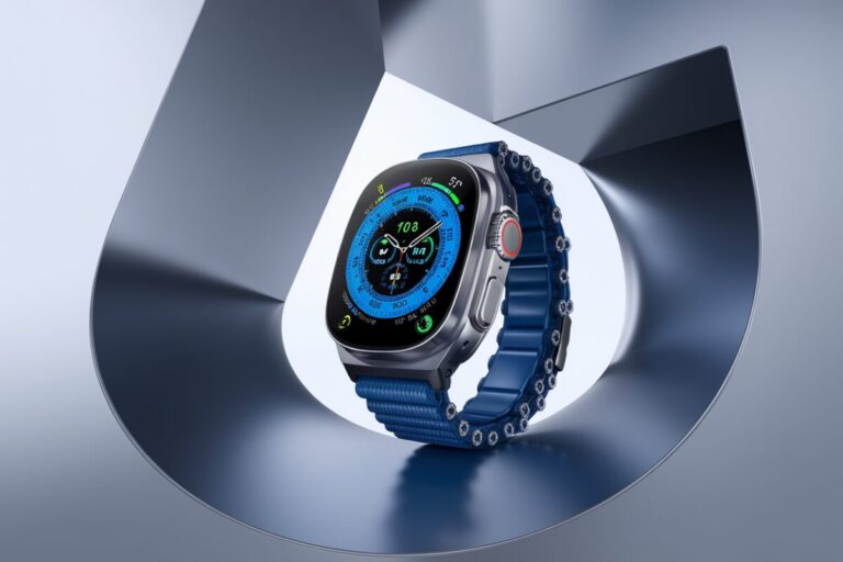 Galaxy Watch Ultra de Samsung avec bracelet bleu titane