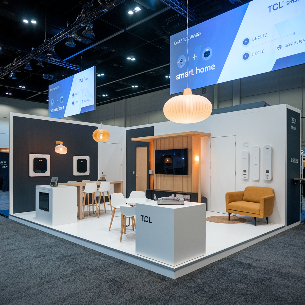 Stand TCL au CES 2026 avec appareils connectés.
