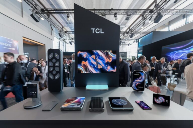 TCL au CES 2026 avec télévision X11L et gadgets connectés.