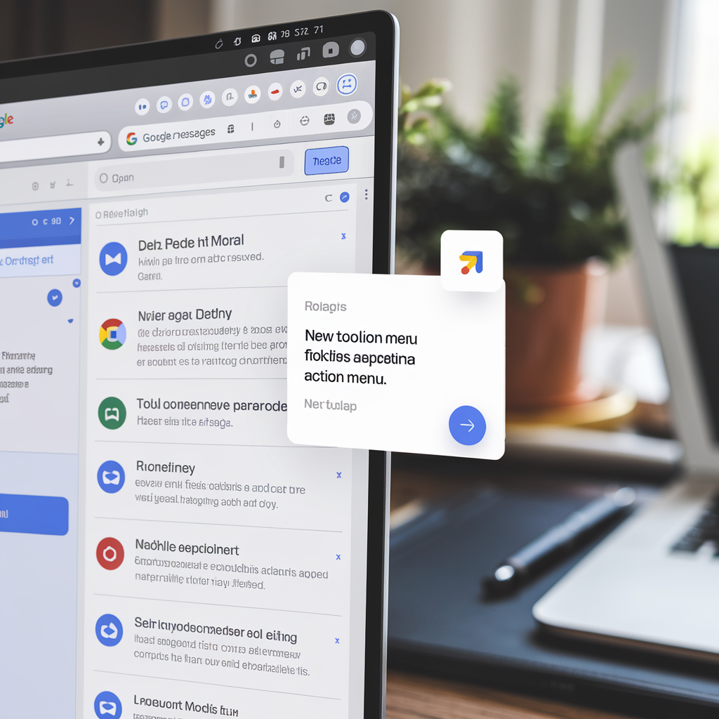 Comparaison entre l'ancienne barre d'outils et le nouveau menu flottant de Google Messages.