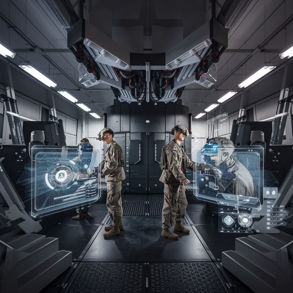 Base militaire française high-tech avec systèmes IA