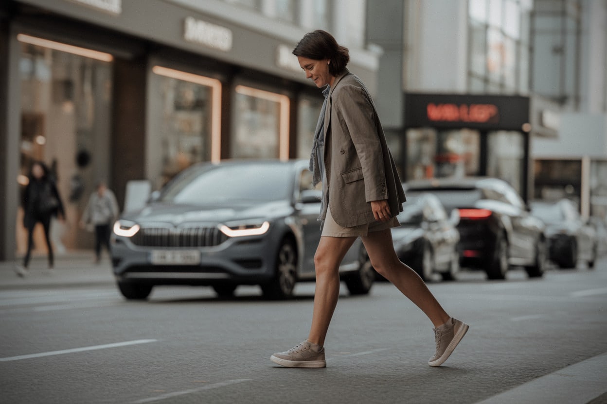 Test de confort de baskets Skechers en marche en ville