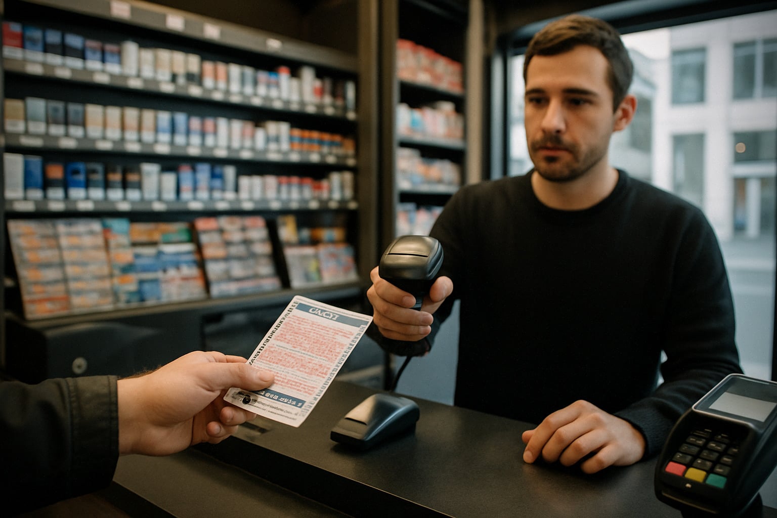 Contrôle d’un ticket My Million au comptoir d’un point de vente