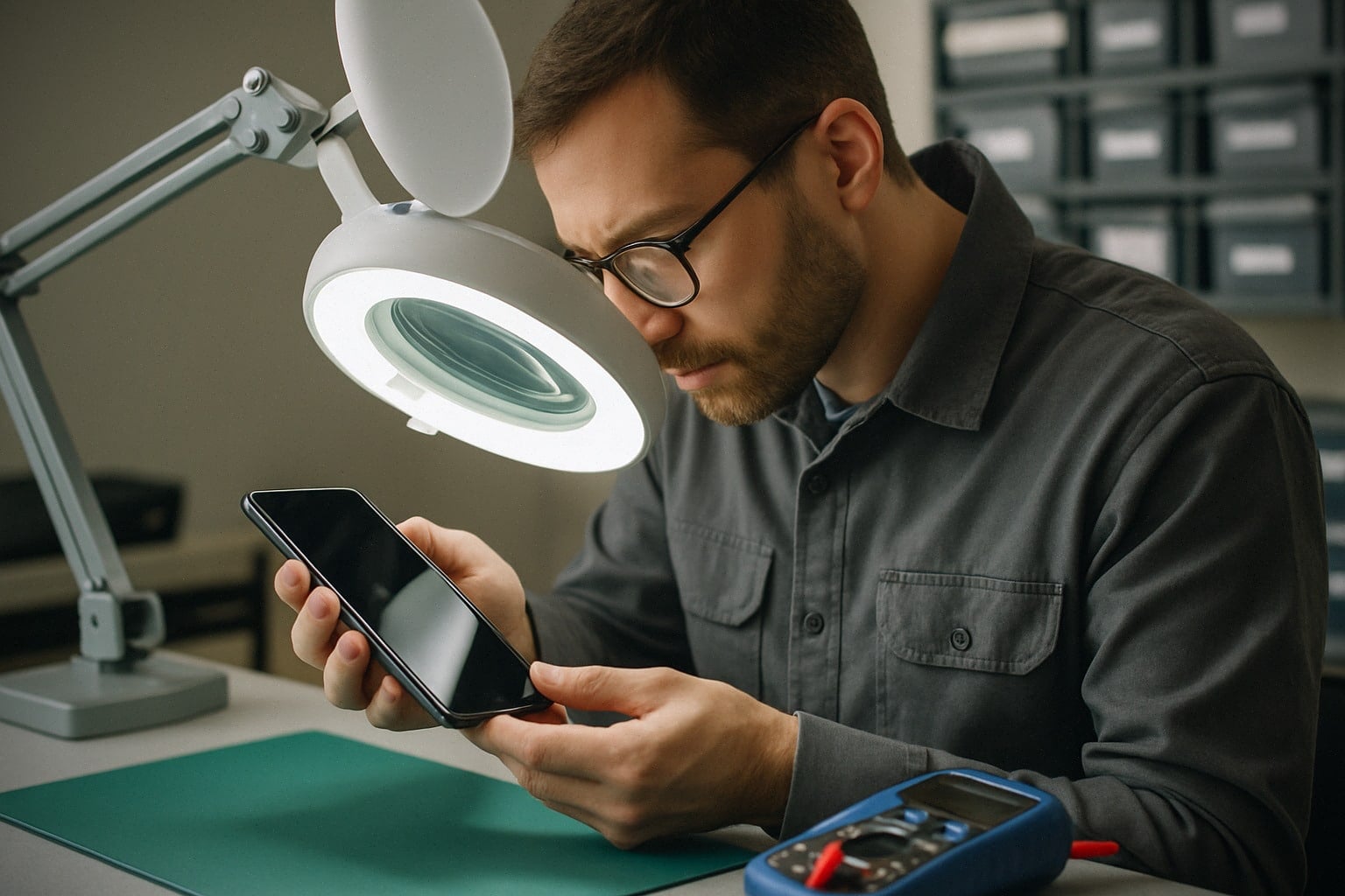 Contrôle batterie et écran d’un smartphone reconditionné avant revente