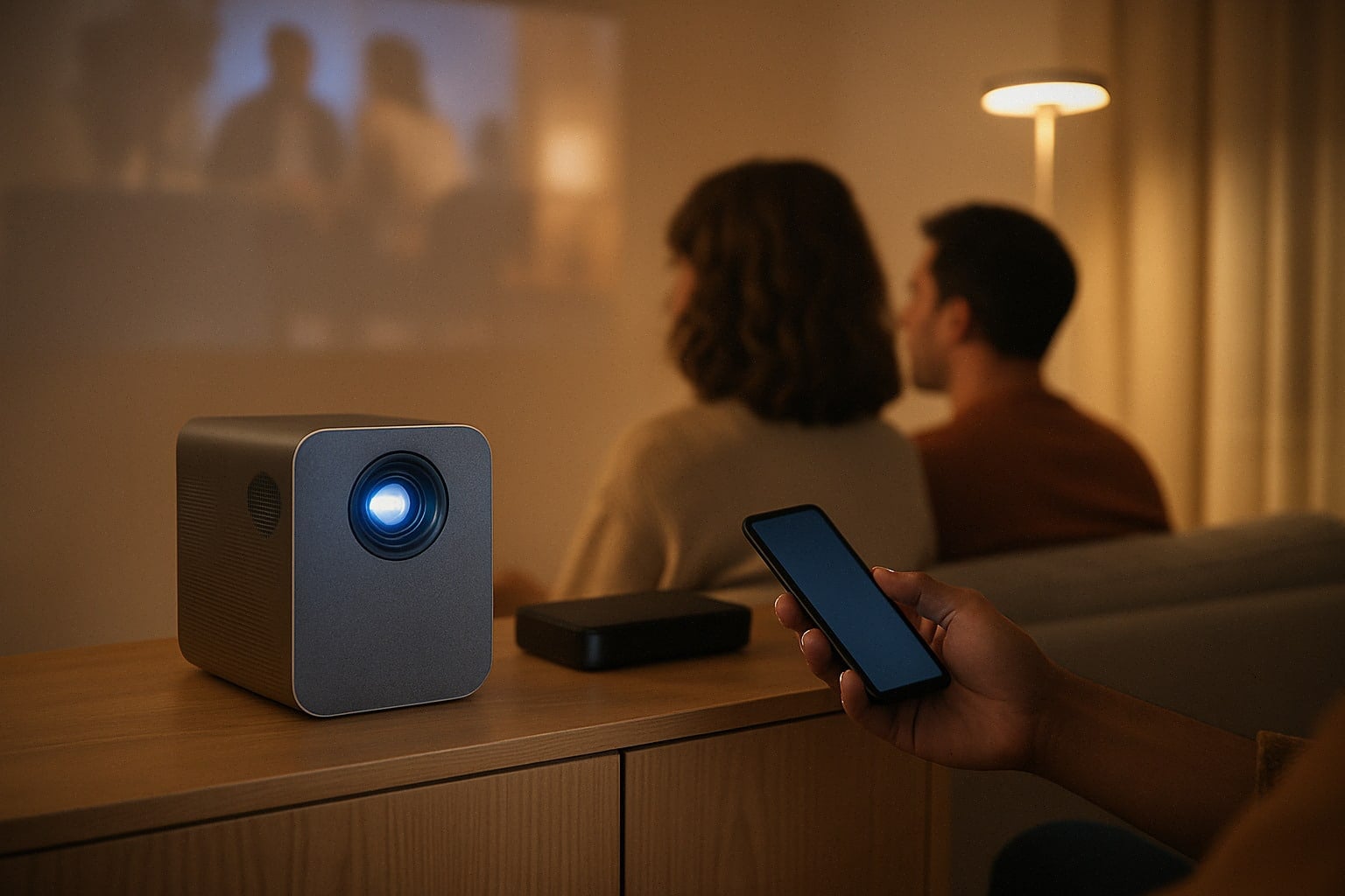 Vidéoprojecteur Android TV avec son intégré pour films et streaming