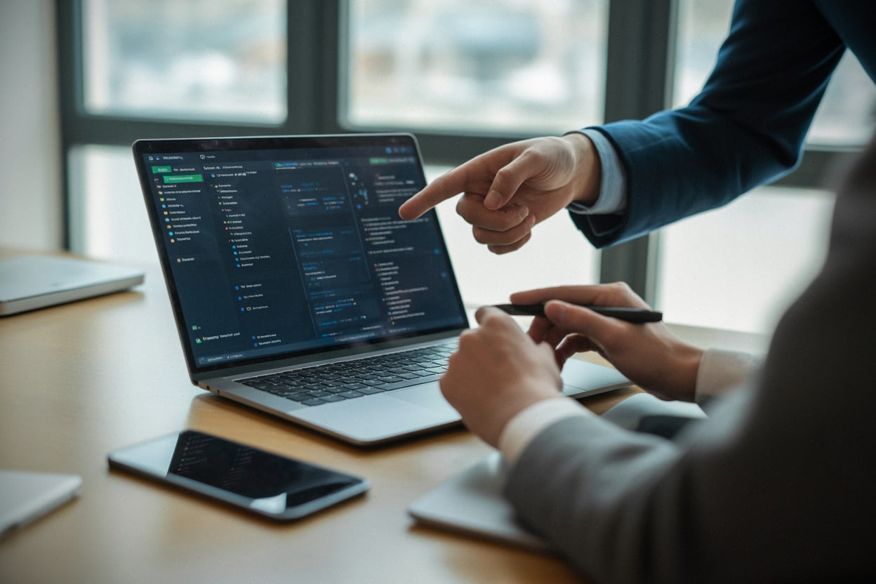 Démonstration d’un agent IA sur ordinateur portable en bureau moderne