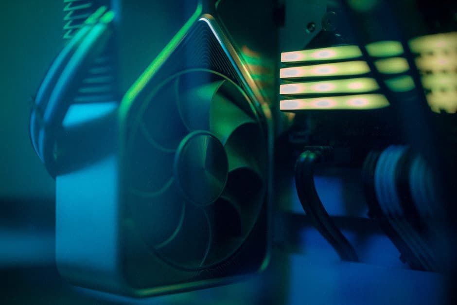 Station de travail IA illustrant la stratégie plateforme de Nvidia