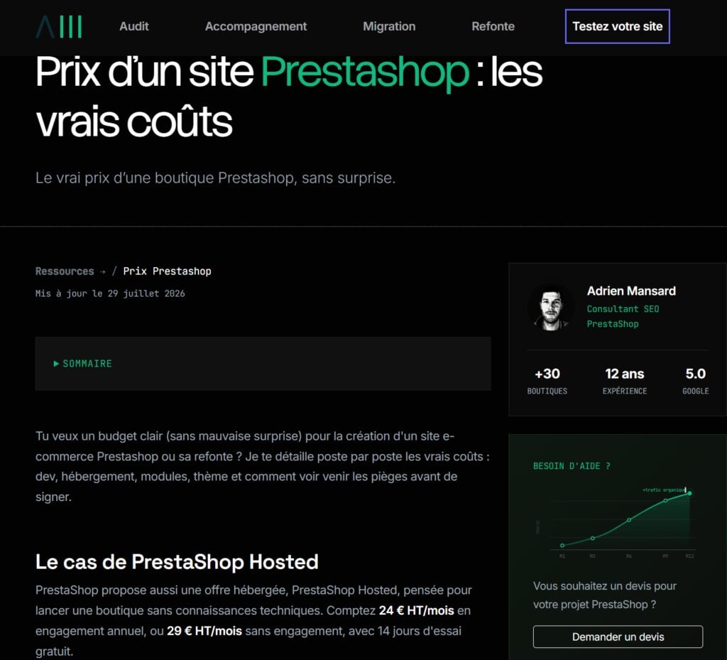 Exemple de site e-commerce Prestashop avec système de paiement en ligne Boutique e-commerce Prestashop avec paiement